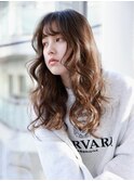 前髪パーマ/ウェーブ巻き/重めロング/大人かわいい/たまプラーザ