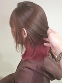 ピンクレッドインナーカラーミディ