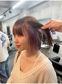 長崎ハイトーン インナーカラー ラベンダー ボブ
