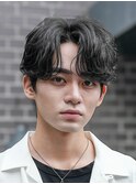 天神大名ニュアンスパーマセンターパートシャドウパーマ刈り上げ
