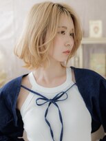 カバーヘア ブリス 志木南口駅前店(COVER HAIR bliss)&nbsp;ブリーチオンカラー金髪ニュアンスパーマボブディA4志木20代30代