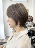 大人可愛い40代50代くびれショートボブ丸みショート