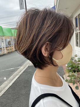 ヘアーエポック(hair epoque) 大人ショート/小顔ひし形/ハイライトベージュカラー/20代30代