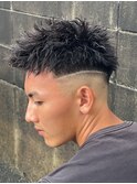 スパイキーショートザクザクショートアップバングツーブロック