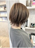 福山Caary20代30代40代軽めカジュアルくびれボブくすみベージュ