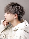 ダブルカラースパイラルパーマツイストパーマフェード短髪