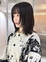 エン バイ ユアーズヘア 銀座店(eN° by youres hair)&nbsp;黒髪ボブウルフレイヤーカット 髪質改善ブルーブラック 顔まわり
