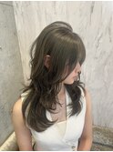 ミディアムヘア暗めカラー/デザインカラー/フェイスフレーミング