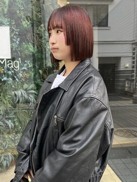 ロックス バイ マグ 松本(rocks BY MAG) ブリーチなしダブルカラーアプリコットオレンジレッドピンク韓国