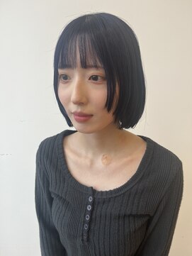サラビューティーサイト 九大学研都市店(SARA Beauty Sight) 切りっぱなしボブ/レイヤーカット/Wカラー/ブルーブラック
