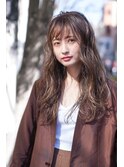 大人かわいい前髪セシルカットココアブラウンフリンジウェーブ