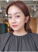 顔周りレイヤーカットくびれヘアミルクティーベージュカラー