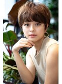 大人かわいい前髪セシルカットココアブラウンフリンジウェーブ