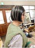 ぱつっとボブにデザインカラー