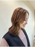 レイヤーミディアム/顔まわりレイヤー/20代/30代