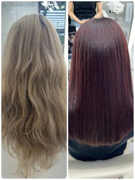 ビューブルー 亀戸錦糸町(VIEW BLUE) 美髪カールシアーカラーピンクブラウンエアリーロングセミディ