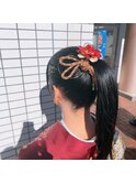 和風和装のヘアアレンジ　ヘアセット ポニーテールスタイル