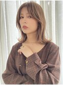 ミディアムレイヤー透明感ベージュマロンブラウン秋色20代30代