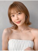 ワンカールうる艶髪美髪斜めバング20代30代40代◎外ハネボブ