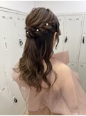 結婚式お呼ばれハーフアップアレンジ