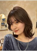 #ミディアムレイヤー・イルミナベージュくびれニュアンスパーマ