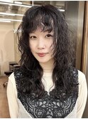 20代30代40代パーマミディアムロングレイヤーカットブリーチなし