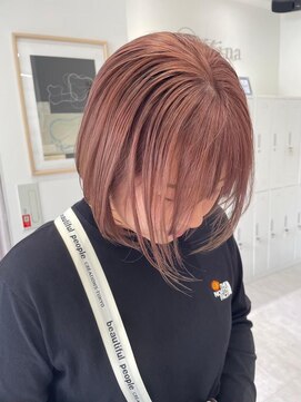 ジーナエス 札幌(Zina S) 髪質改善＊コンパクトボブピンクベージュ＊美髪【Zina S 札幌】