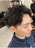 波巻きパーマメンズパーマメンズヘアツーブロックツイストパーマ