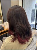 【インナーカラー×レッド】小顔/ワンレン