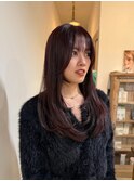 チェリーブラウンカラーレイヤーカット髪質改善前髪顔周り広島