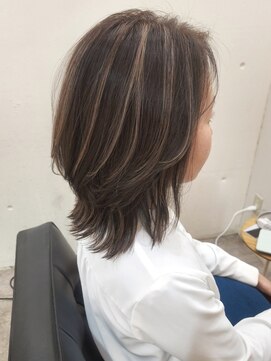 美容師 久保浦 白髪染め+ハイライト