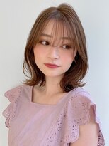 小顔前髪Aラインボブイヤリングカラーかきあげマロンベージュ♪