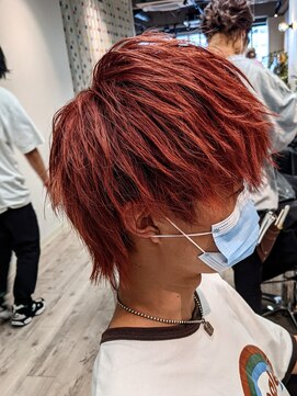 コワファーストナガサキシャンプーボーイ(COIFF1RST NAGASAKI SHAMPOO BOY) フカセさん風マッシュウルフ×アプリコットレッド