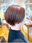 丸みショートでピンクブラウンカラー