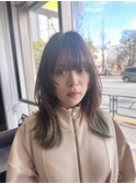 髪質改善グレージュカラーカーキベージュレイヤーロング錦糸町