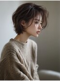 ☆オリーブグレーココアベージュ小顔クラゲヘアー/黒髪/髪質改善
