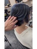 白髪ぼかしブルーバレイヤージュ