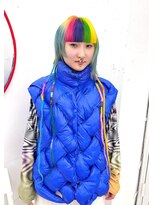 クク 渋谷(QUQU)&nbsp;虹色　レインボー　ぱっつん　レイヤー