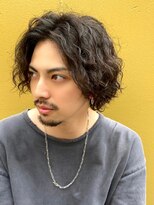 センターパートツイストスパイラルパーマニュアンスパーマ