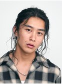 渋谷メンズロングヘアーセンターパートスパイラルパーマ緩め●