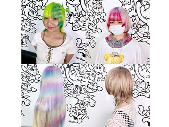 トリックストア(TRICK STORE)の写真/高い技術を求め、他県から訪れる方も多数♪ホワイトブリーチを使ったハイトーンカラーや派手髪が得意！