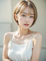 ムウ 難波(MOU)&nbsp;ナチュラルボブ暗めカラーグランマッシュデザイン20代30代40代50