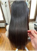 髪質改善 縮毛矯正 さら艶ストレート黒髪ロングヘア透明感カラー