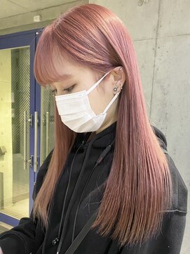 ツキ 横浜店(tuki) ダブルカラーピンクベージュベージュカラーケアブリーチレイヤー