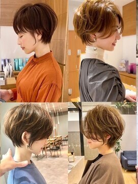 ビューナゴヤ 名駅(VIEW NAGOYA) 美髪シアーカラーピンクブラウンショートカット切りっぱなしボブ