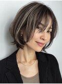 小顔ボブルフネビージュ30代40代ショート9