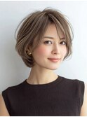 白髪ぼかし脱白髪染め似合わせショートボブ40代50代60代