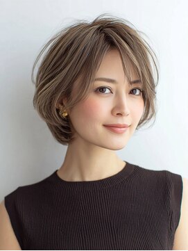 ハーツ 青山表参道店(Heart's) 白髪ぼかし脱白髪染め似合わせショートボブ40代50代60代