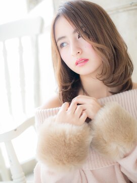 ブルー(BLUE) *CUORE水戸*カーキベージュストカール小顔ワンレンロングボブb