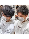 ショート短髪束感カットナチュラルパーマ刈り上げ